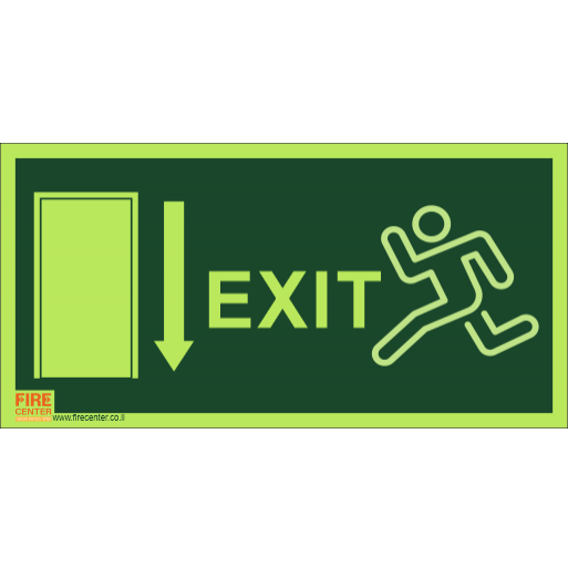 שלט מילוט EXIT למטה פולט אור